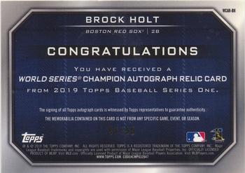 2019 Topps - World Series Champion Autograph Relics #WCAR-BH Brock Holt Back