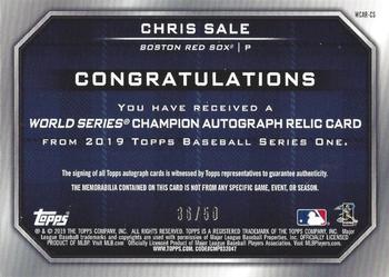 2019 Topps - World Series Champion Autograph Relics #WCAR-CS Chris Sale Back