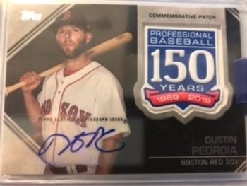 2019 Topps - 150th Anniversary Commemorative Patches Autographs (Series One) #AMP-DP Dustin Pedroia Front