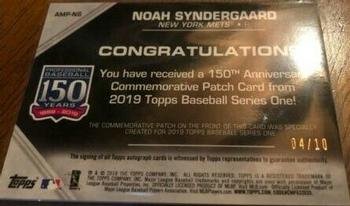 2019 Topps - 150th Anniversary Commemorative Patches Autographs (Series One) #AMP-NS Noah Syndergaard Back
