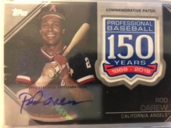2019 Topps - 150th Anniversary Commemorative Patches Autographs (Series One) #AMP-RCA Rod Carew Front