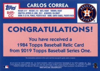 2019 Topps - 1984 Topps Baseball 35th Anniversary Relics #84R-CC Carlos Correa Back