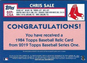 2019 Topps - 1984 Topps Baseball 35th Anniversary Relics #84R-CSA Chris Sale Back