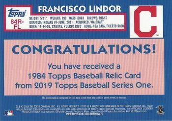 2019 Topps - 1984 Topps Baseball 35th Anniversary Relics #84R-FL Francisco Lindor Back