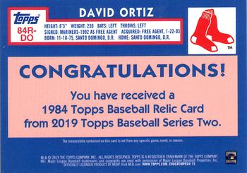2019 Topps - 1984 Topps Baseball 35th Anniversary Relics #84R-DO David Ortiz Back
