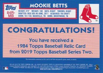 2019 Topps - 1984 Topps Baseball 35th Anniversary Relics #84R-MB Mookie Betts Back