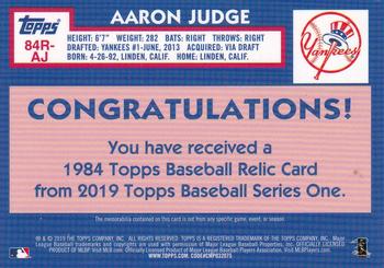 2019 Topps - 1984 Topps Baseball 35th Anniversary Relics 150th Anniversary #84R-AJ Aaron Judge Back