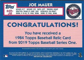 2019 Topps - 1984 Topps Baseball 35th Anniversary Relics 150th Anniversary #84R-JM Joe Mauer Back