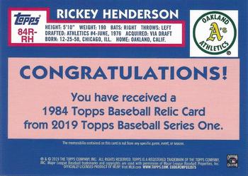 2019 Topps - 1984 Topps Baseball 35th Anniversary Relics 150th Anniversary #84R-RH Rickey Henderson Back