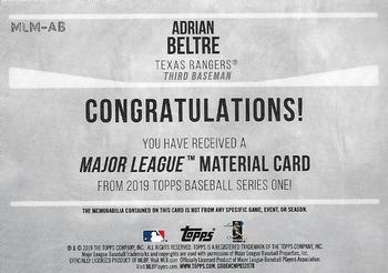 2019 Topps - Major League Material Relics #MLM-AB Adrian Beltre Back
