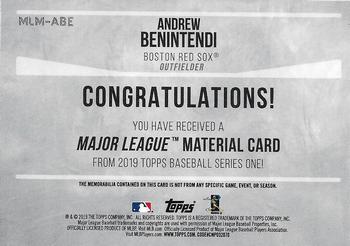 2019 Topps - Major League Material Relics #MLM-ABE Andrew Benintendi Back