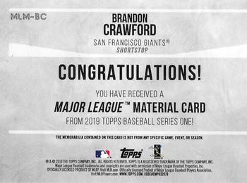 2019 Topps - Major League Material Relics #MLM-BC Brandon Crawford Back