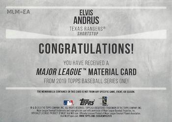 2019 Topps - Major League Material Relics #MLM-EA Elvis Andrus Back