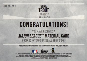 2019 Topps - Major League Material Relics #MLM-MT Mike Trout Back
