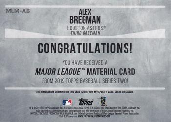 2019 Topps - Major League Material Relics #MLM-AB Alex Bregman Back