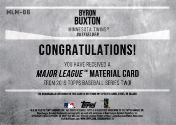2019 Topps - Major League Material Relics #MLM-BB Byron Buxton Back
