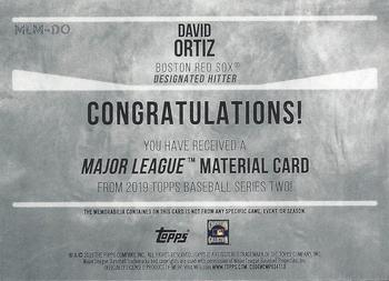 2019 Topps - Major League Material Relics #MLM-DO David Ortiz Back
