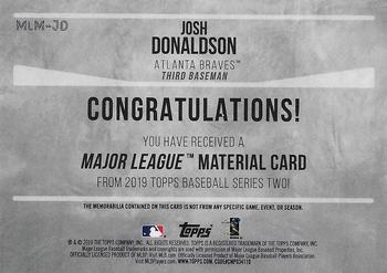 2019 Topps - Major League Material Relics #MLM-JD Josh Donaldson Back