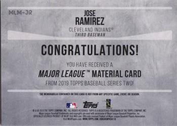 2019 Topps - Major League Material Relics #MLM-JR Jose Ramirez Back