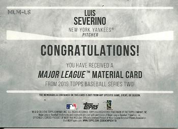 2019 Topps - Major League Material Relics #MLM-LS Luis Severino Back