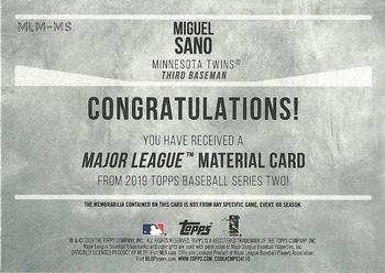 2019 Topps - Major League Material Relics #MLM-MS Miguel Sano Back