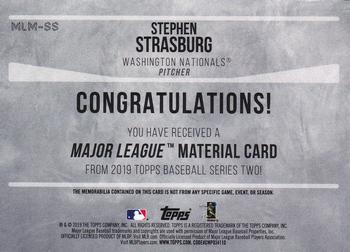 2019 Topps - Major League Material Relics #MLM-SS Stephen Strasburg Back
