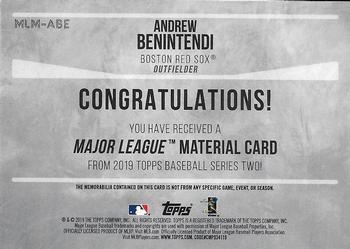 2019 Topps - Major League Material Relics #MLM-ABE Andrew Benintendi Back