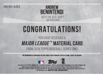 2019 Topps - Major League Material Relics 150th Anniversary #MLM-ABE Andrew Benintendi Back
