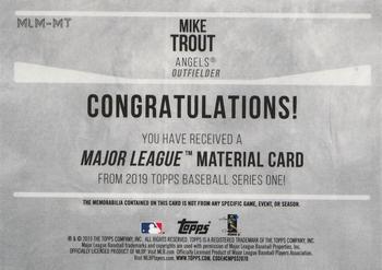 2019 Topps - Major League Material Relics 150th Anniversary #MLM-MT Mike Trout Back