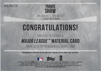 2019 Topps - Major League Material Relics 150th Anniversary #MLM-TS Travis Shaw Back