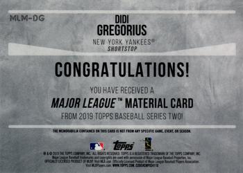 2019 Topps - Major League Material Relics 150th Anniversary #MLM-DG Didi Gregorius Back