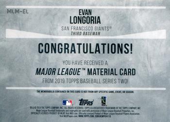 2019 Topps - Major League Material Relics 150th Anniversary #MLM-EL Evan Longoria Back