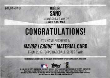 2019 Topps - Major League Material Relics 150th Anniversary #MLM-MS Miguel Sano Back
