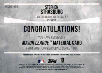 2019 Topps - Major League Material Relics 150th Anniversary #MLM-SS Stephen Strasburg Back