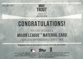 2019 Topps - Major League Material Relics Red #MLM-MT Mike Trout Back