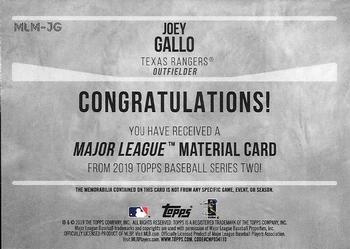 2019 Topps - Major League Material Relics Red #MLM-JG Joey Gallo Back