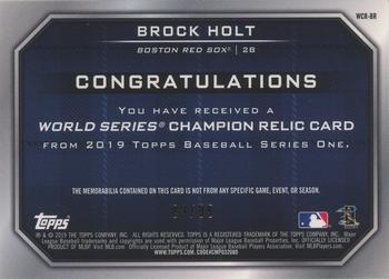 2019 Topps - World Series Champion Relics #WCR-BR Brock Holt Back