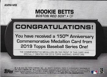 2019 Topps - 150th Anniversary Commemorative Medallions (Series One) #AMM-MB Mookie Betts Back