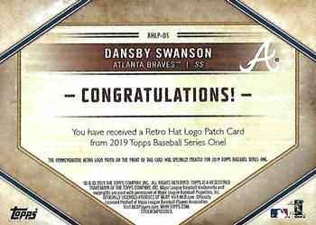 2019 Topps - Retro Hat Manufactured Logo Patches #RHLP-DS Dansby Swanson Back