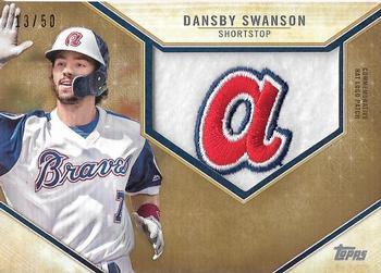 2019 Topps - Retro Hat Manufactured Logo Patches Gold #RHLP-DS Dansby Swanson Front