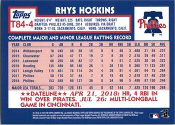 2019 Topps - 1984 Topps Baseball 35th Anniversary #T84-4 Rhys Hoskins Back