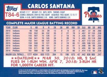 2019 Topps - 1984 Topps Baseball 35th Anniversary #T84-6 Carlos Santana Back