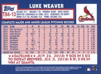 2019 Topps - 1984 Topps Baseball 35th Anniversary #T84-13 Luke Weaver Back