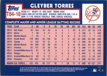 2019 Topps - 1984 Topps Baseball 35th Anniversary #T84-18 Gleyber Torres Back