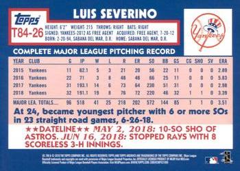 2019 Topps - 1984 Topps Baseball 35th Anniversary #T84-26 Luis Severino Back