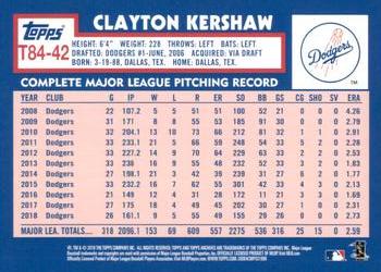 2019 Topps - 1984 Topps Baseball 35th Anniversary #T84-42 Clayton Kershaw Back