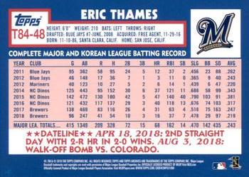 2019 Topps - 1984 Topps Baseball 35th Anniversary #T84-48 Eric Thames Back