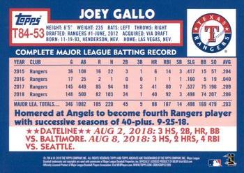 2019 Topps - 1984 Topps Baseball 35th Anniversary #T84-53 Joey Gallo Back