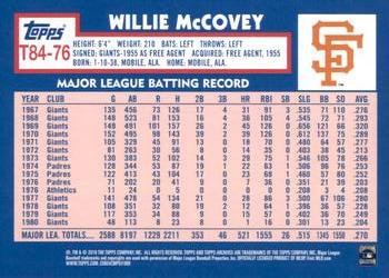 2019 Topps - 1984 Topps Baseball 35th Anniversary #T84-76 Willie McCovey Back