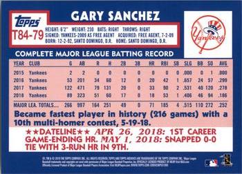 2019 Topps - 1984 Topps Baseball 35th Anniversary #T84-79 Gary Sanchez Back